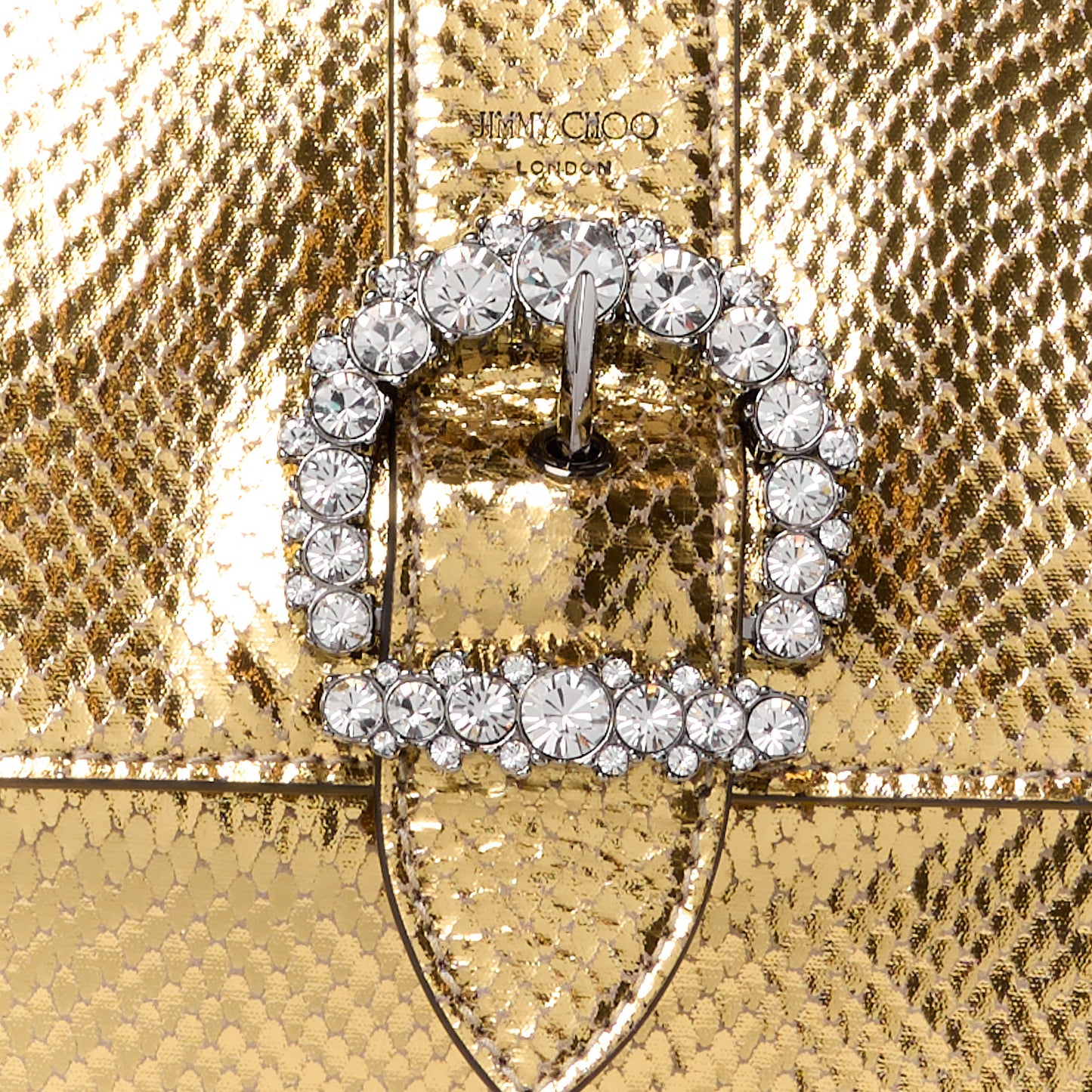 Metallic Calfskin Lizard Crystal Embossed Cheri Top Handle Bag Gold