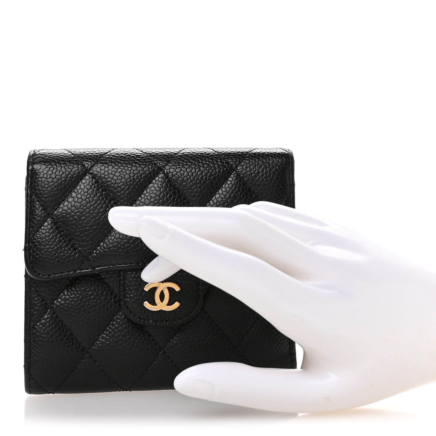 Chanel Caviar Quilted Compact Flap Wallet Black 2 of 8