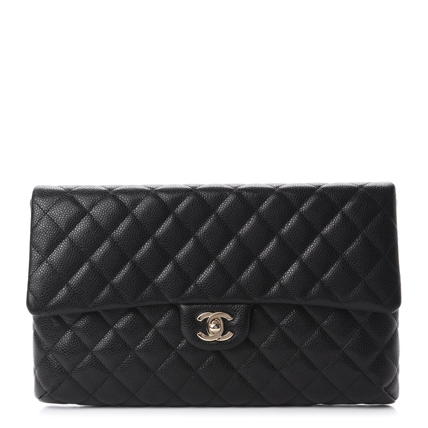Caviar Quilted Flap Clutch Black