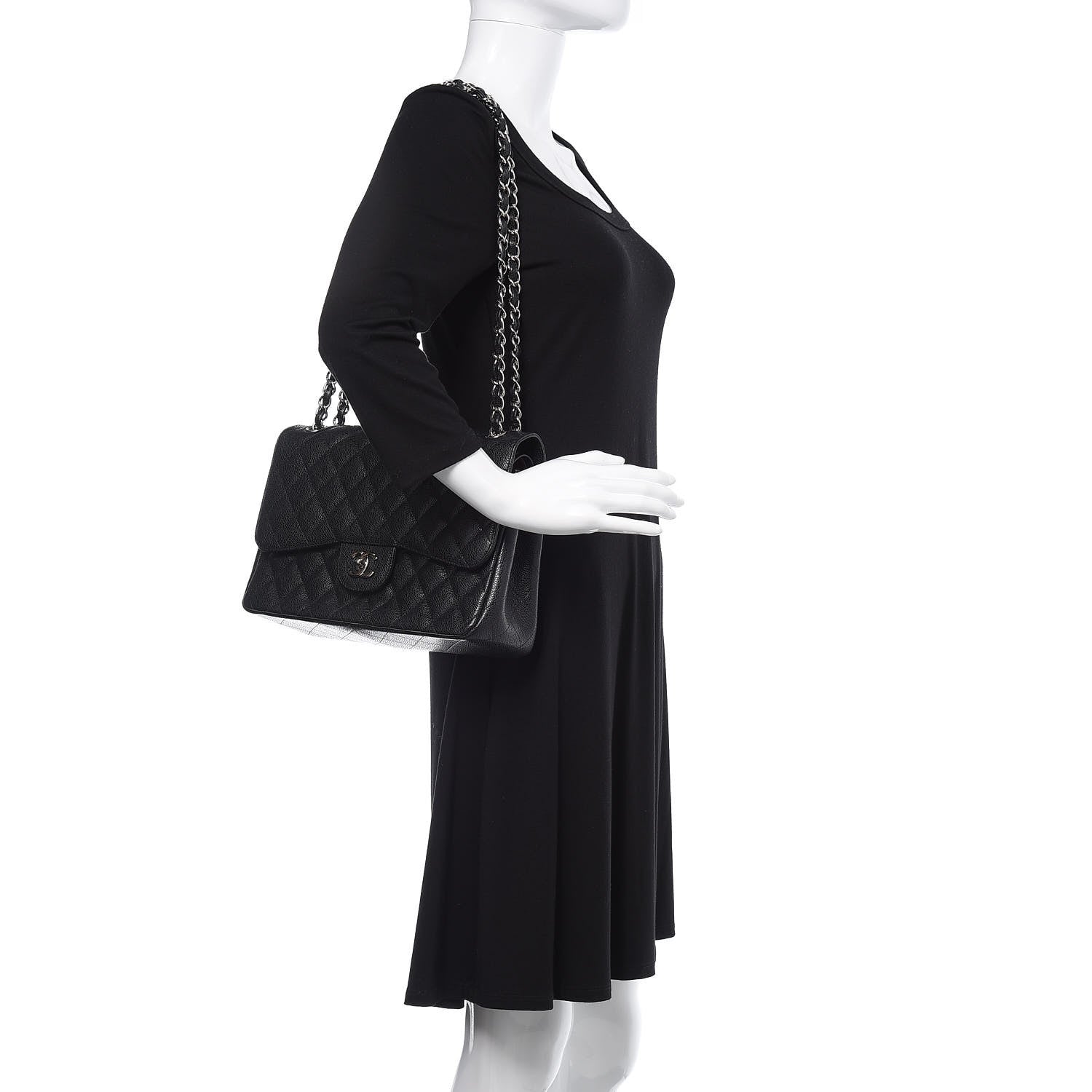Chanel Caviar Quilted Jumbo Double Flap Black 2 of 12