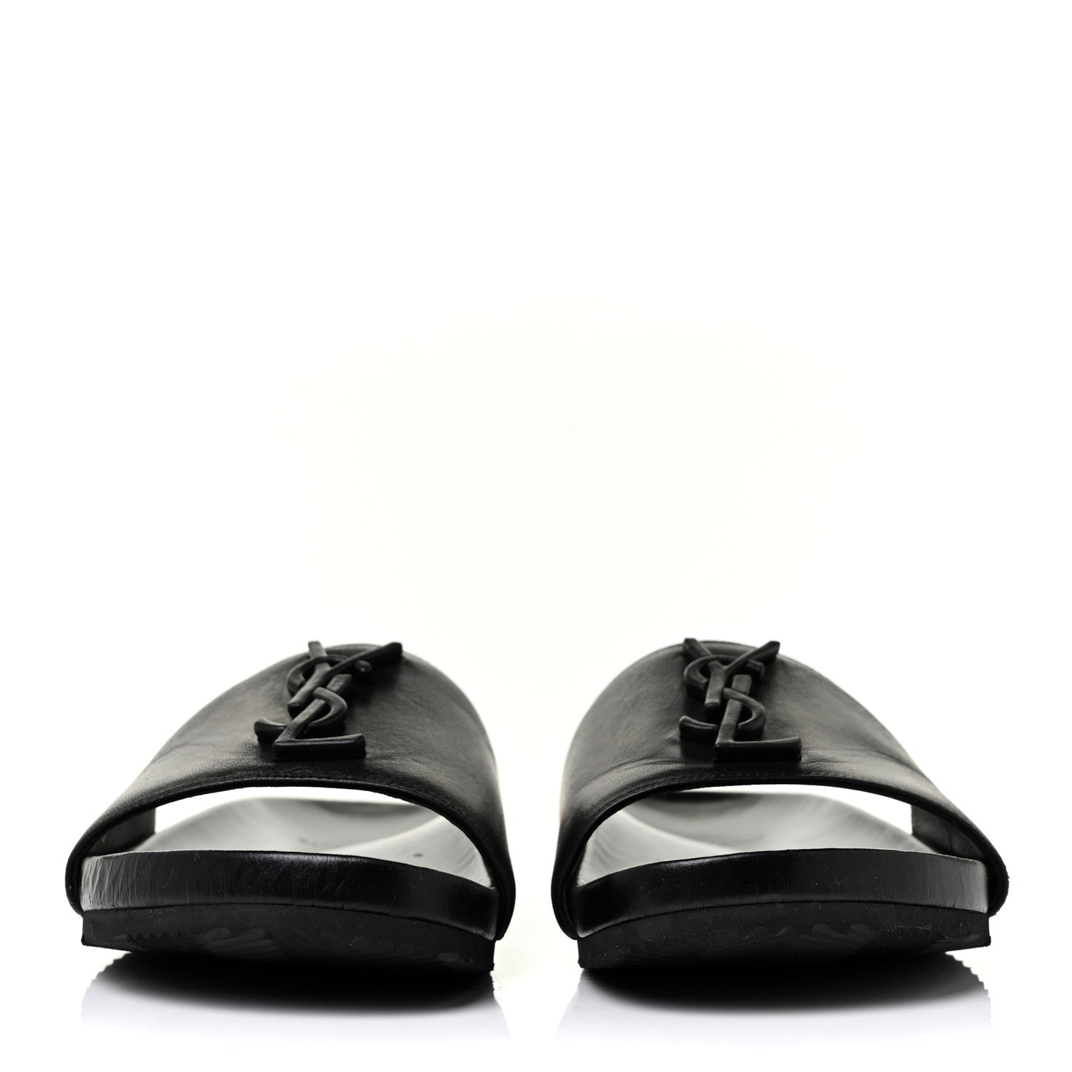 Saint Laurent Calfskin Monogram Jimmy Joan Slide Sandals 39 Black 2 of 10