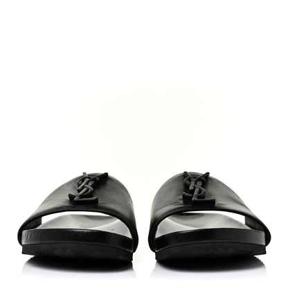 Saint Laurent Calfskin Monogram Jimmy Joan Slide Sandals 39 Black 2 of 10