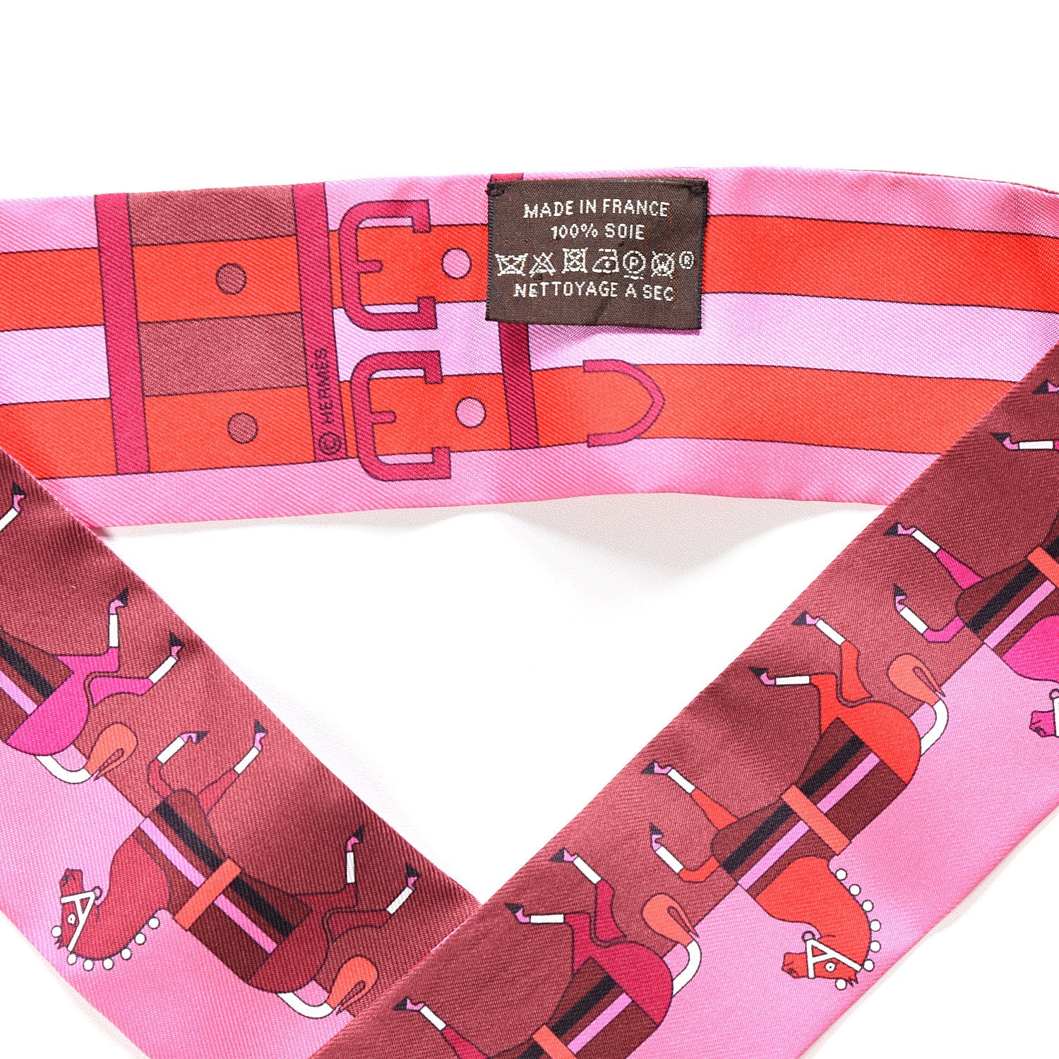 Hermes Silk Rocabar Twilly Rose Vif Bordeaux 2 of 3