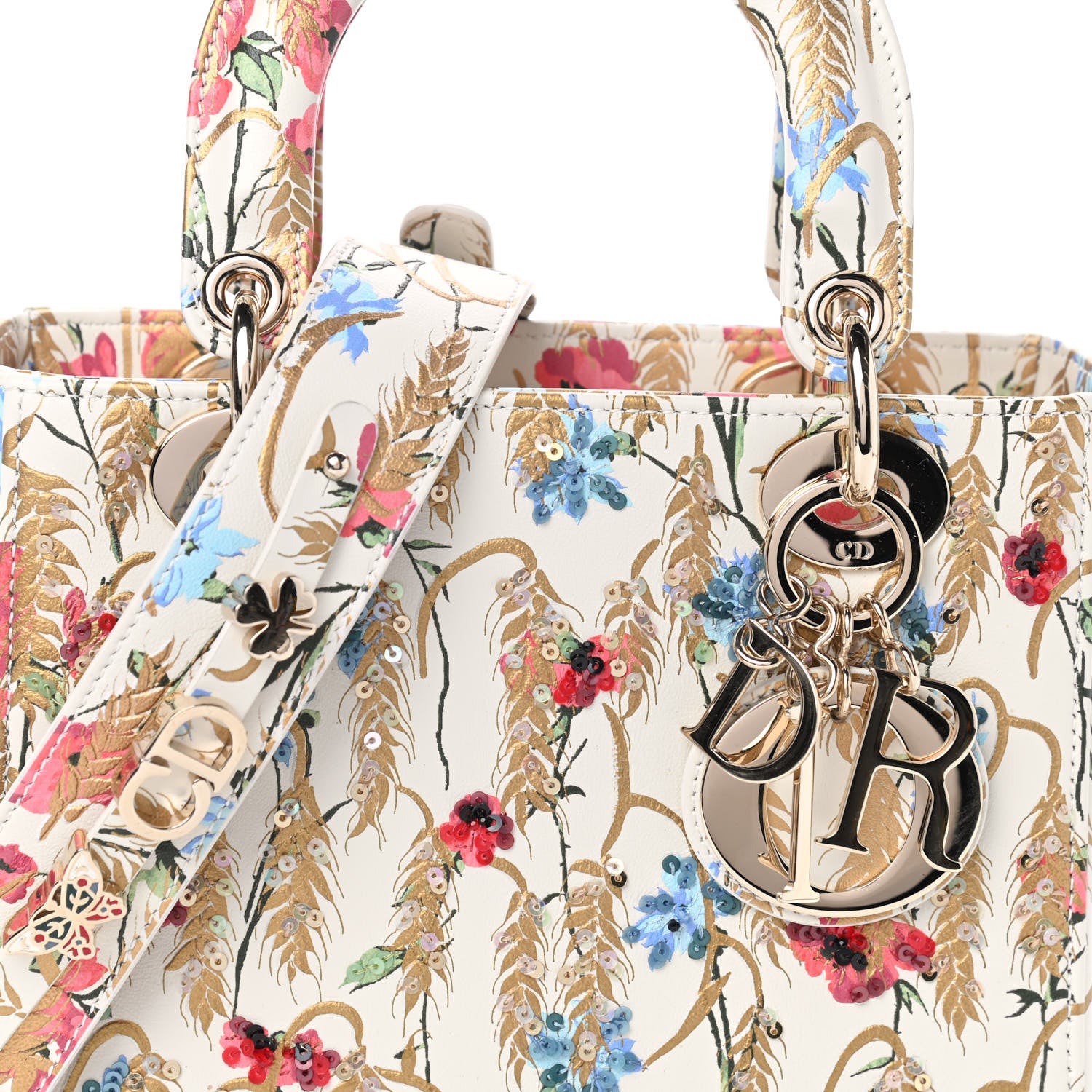 Christian Dior Smooth Calfskin Embroidered Small My ABCDior Lady Dior Beige Multicolor 8 of 10