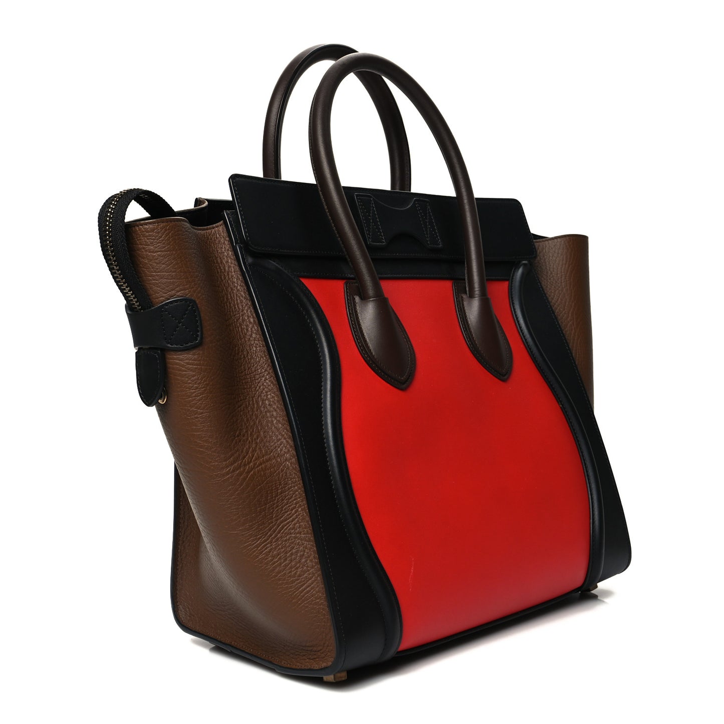 Calfskin Bullhide Mini Luggage Tri-Color Bright Red