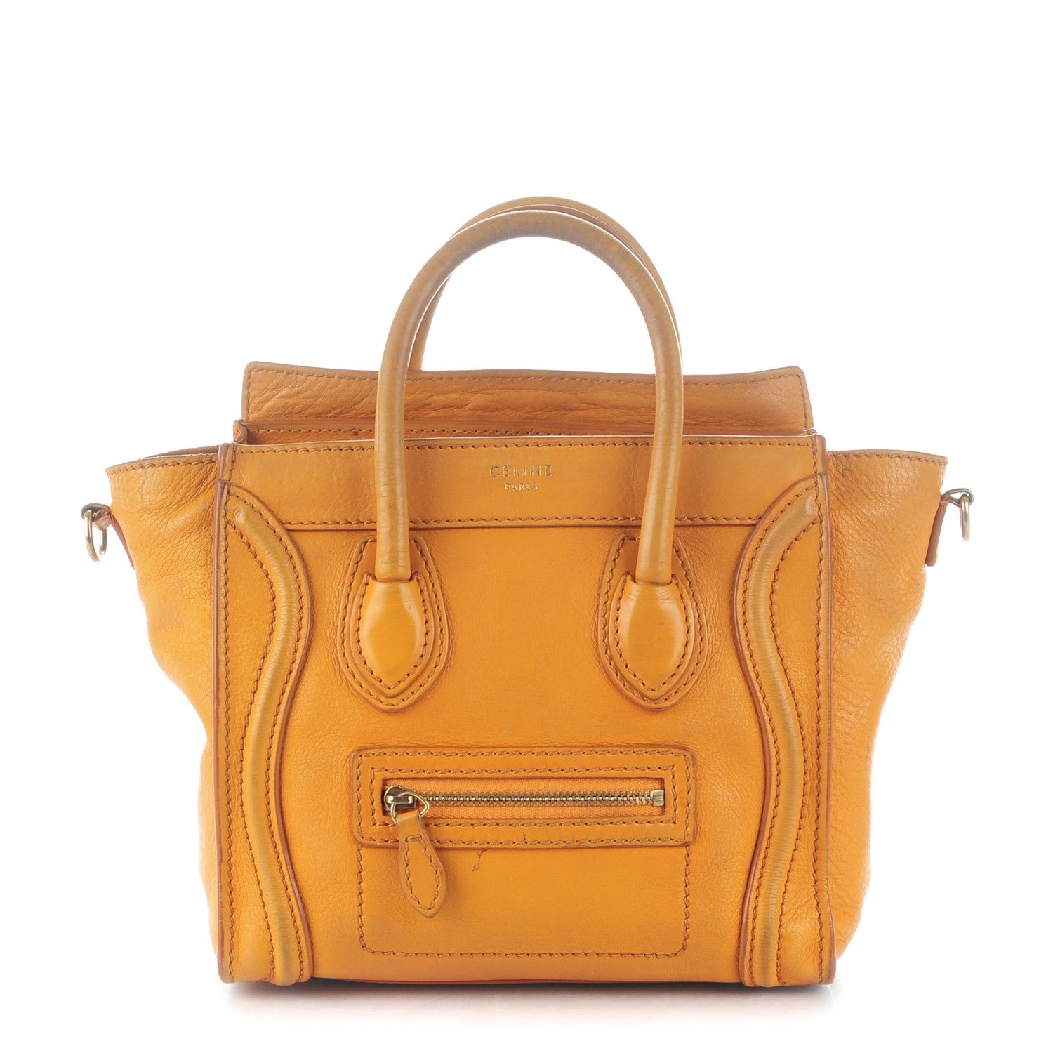 Celine Smooth Calfskin Nano Luggage Dark Yellow 1 of 15