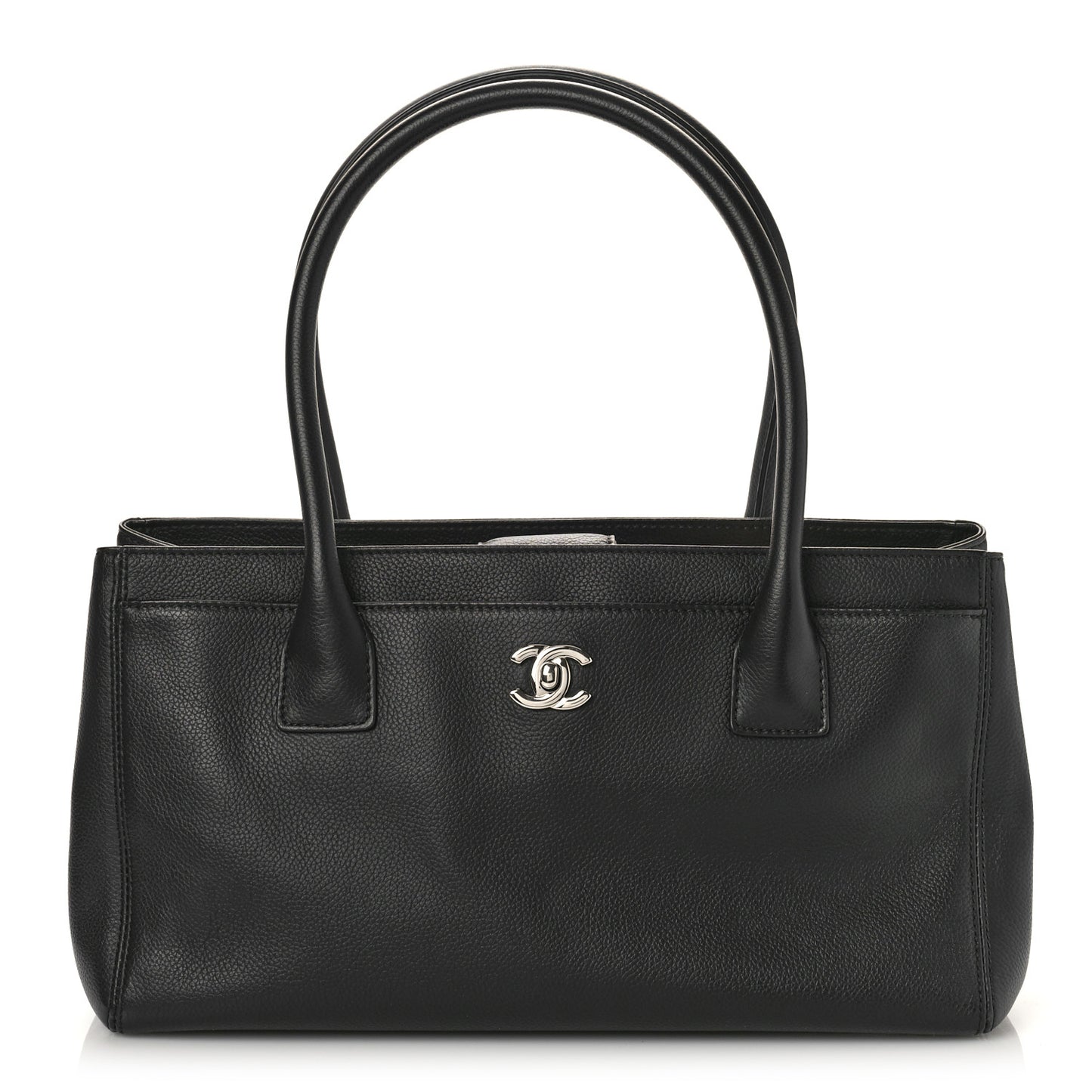 Calfskin Small Cerf Executive Shopper Tote Black