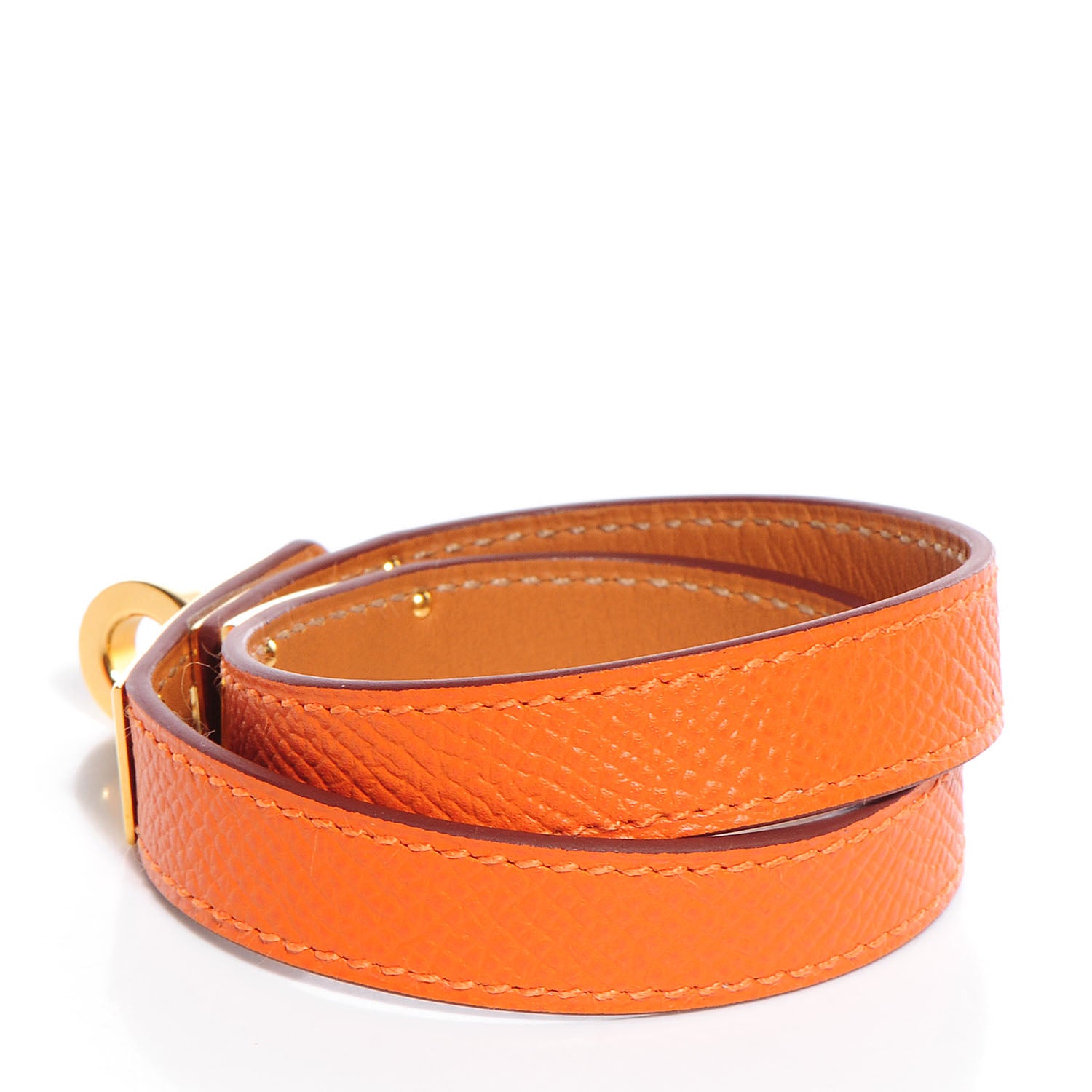 Hermes Epsom Kelly Double Tour Bracelet S Orange 3 of 8