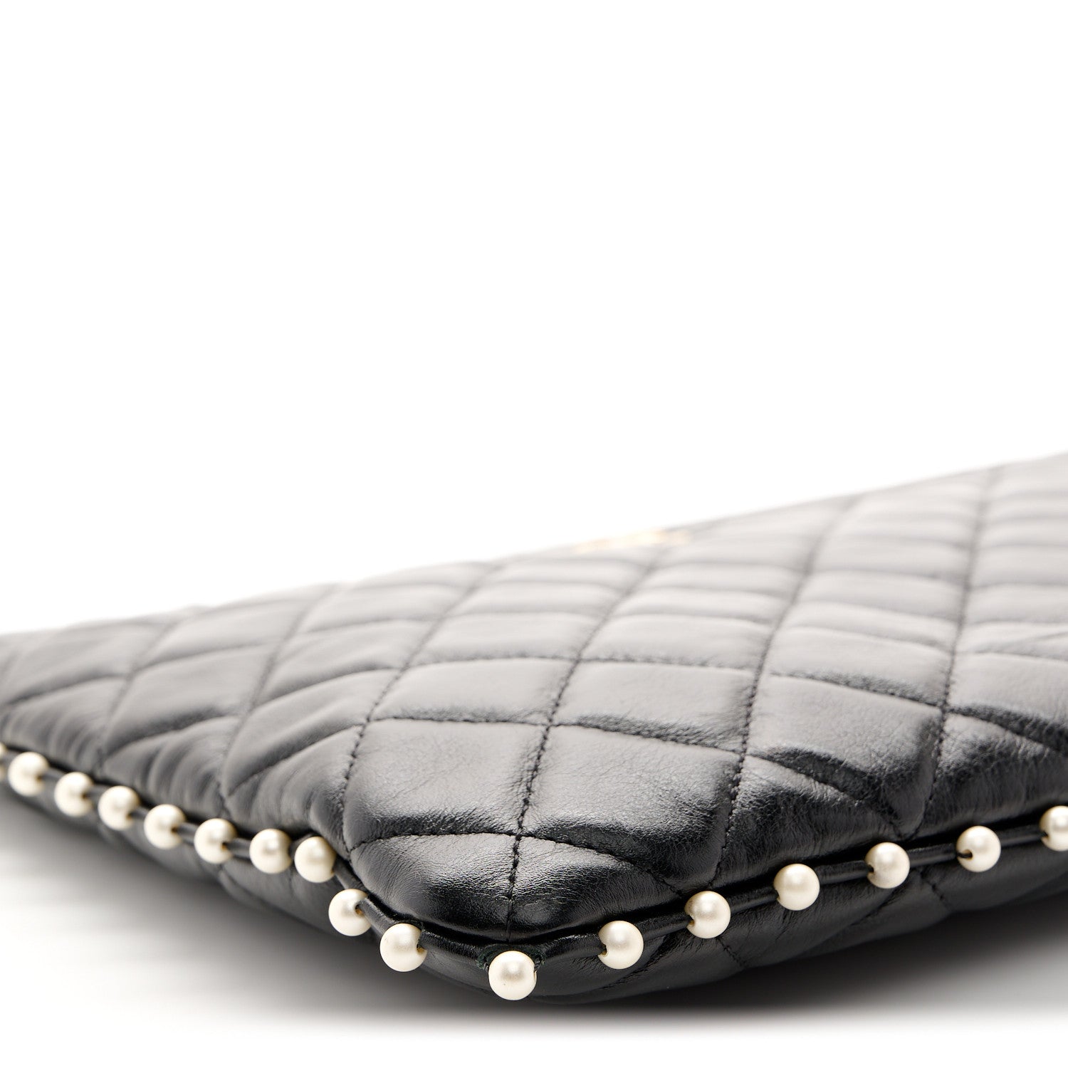 Chanel Calfskin Quilted Pearl Large Cosmetic Case Black 9 of 10