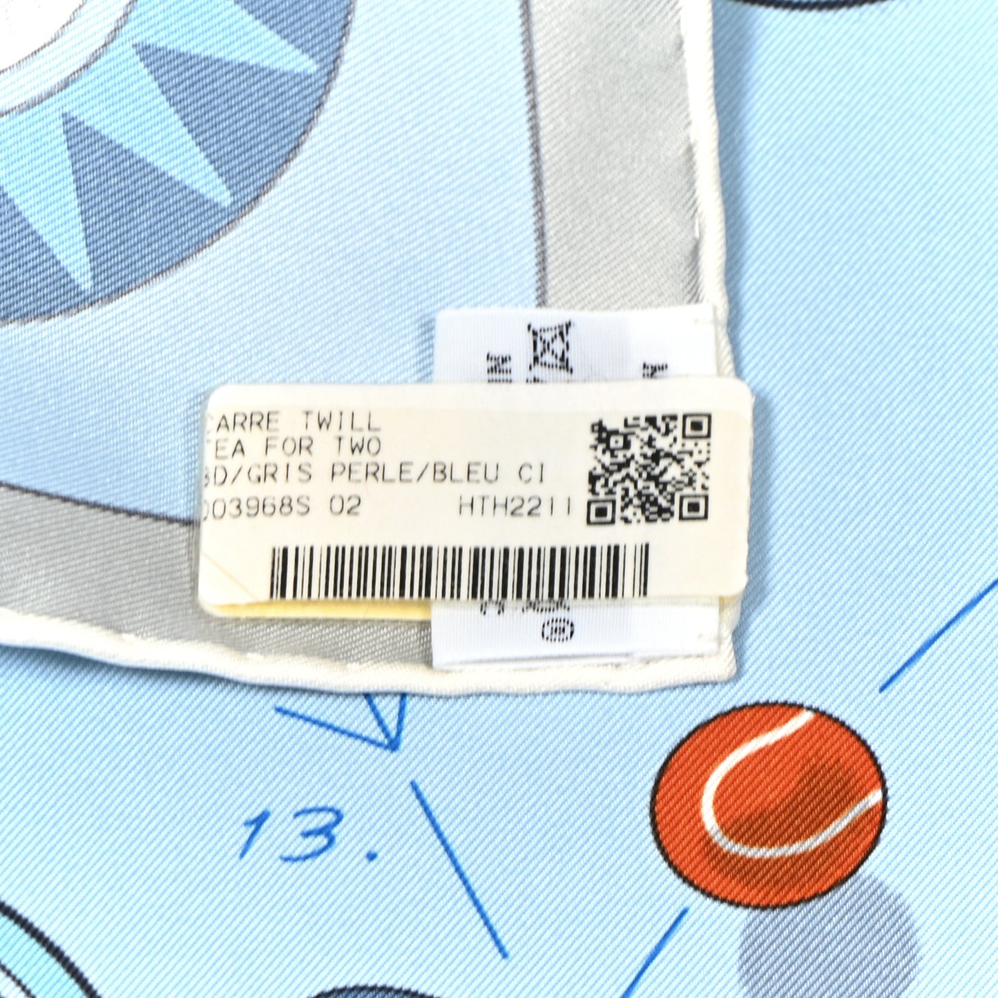 Silk Tea For Two Scarf 90 Gris Perle Bleu Ciel