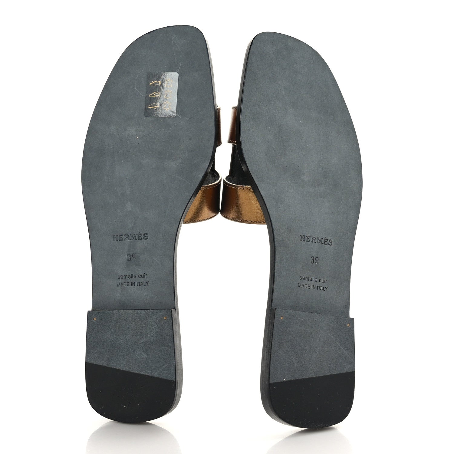 Hermes Metallic Nappa Oran Sandals 39 Vert Bronze 5 of 9