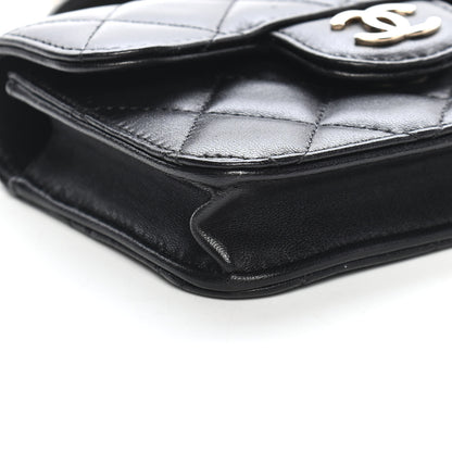 Chanel Lambskin Quilted Top Handle Flap Coin Purse With Chain Black 9 of 10