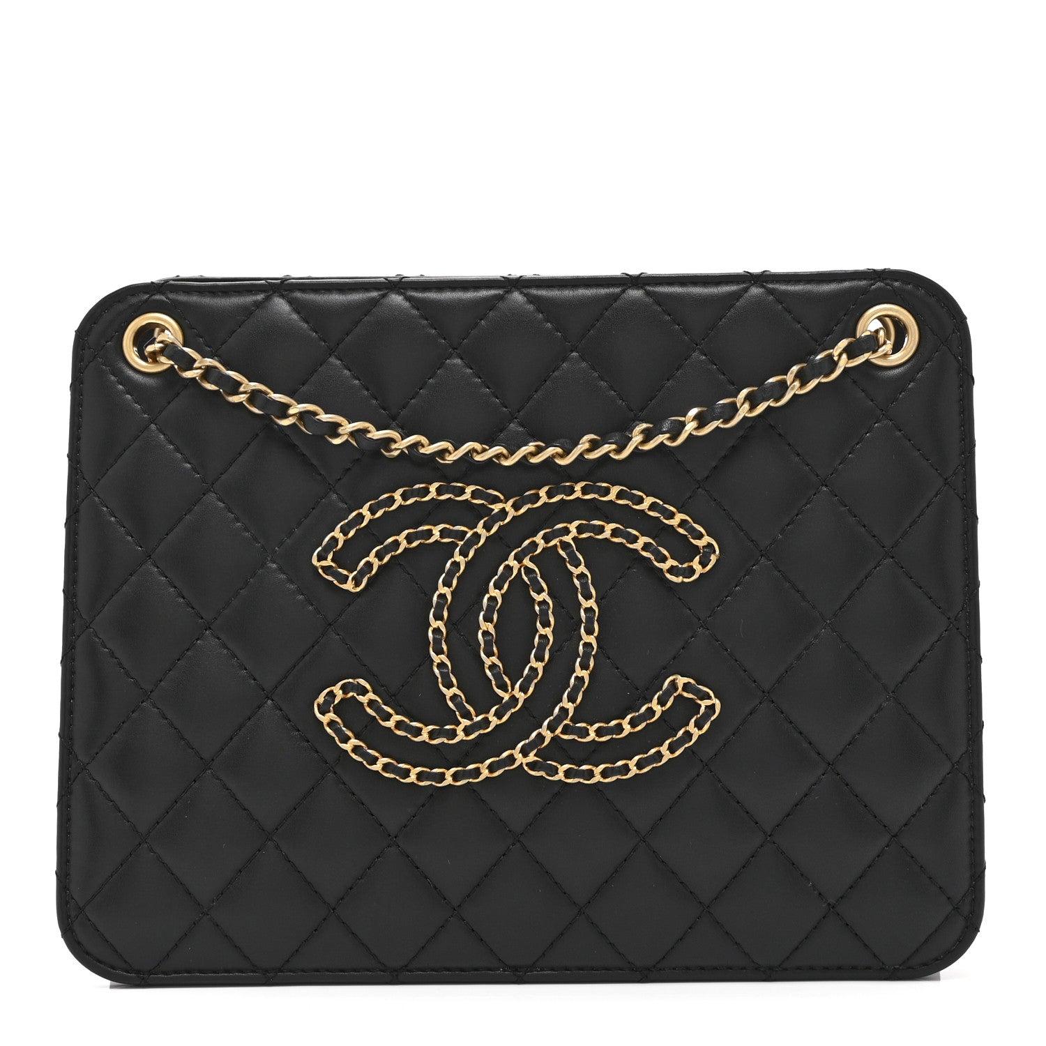 Chanel Calfskin Quilted CC Chain Accordion Tote Black 1 of 11