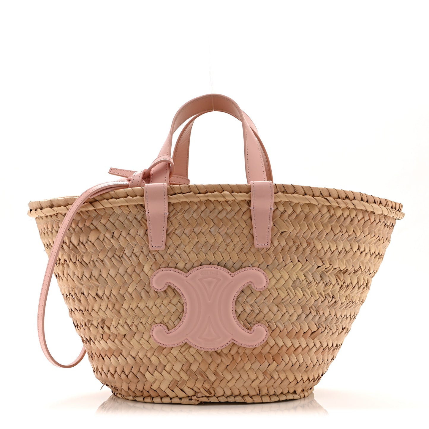 Raffia Calfskin Triomphe Teen Panier Vintage Pink