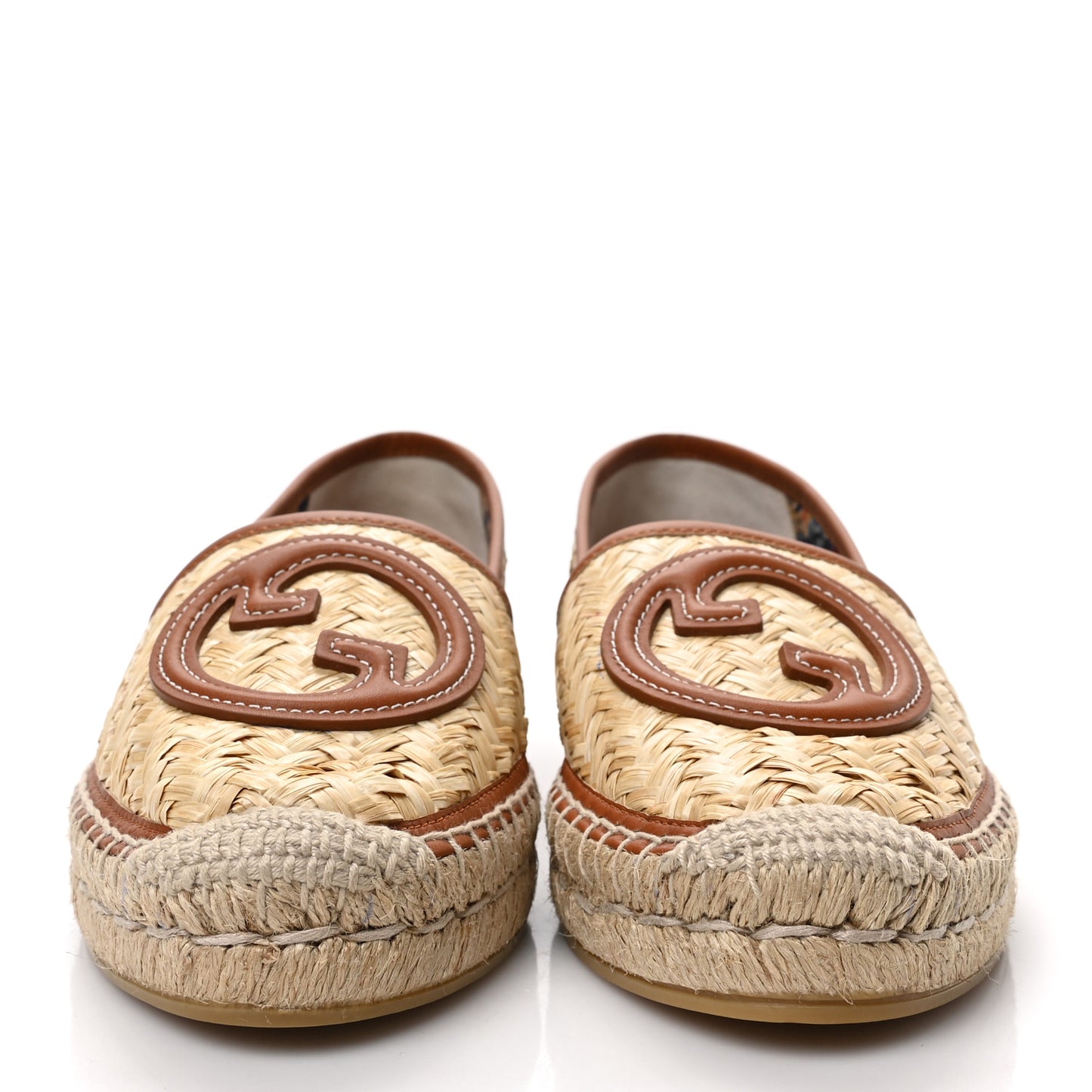 Raffia Harness Calfskin Interlocking G Adela Espadrilles 37 Palmi Naturale Harness Brown