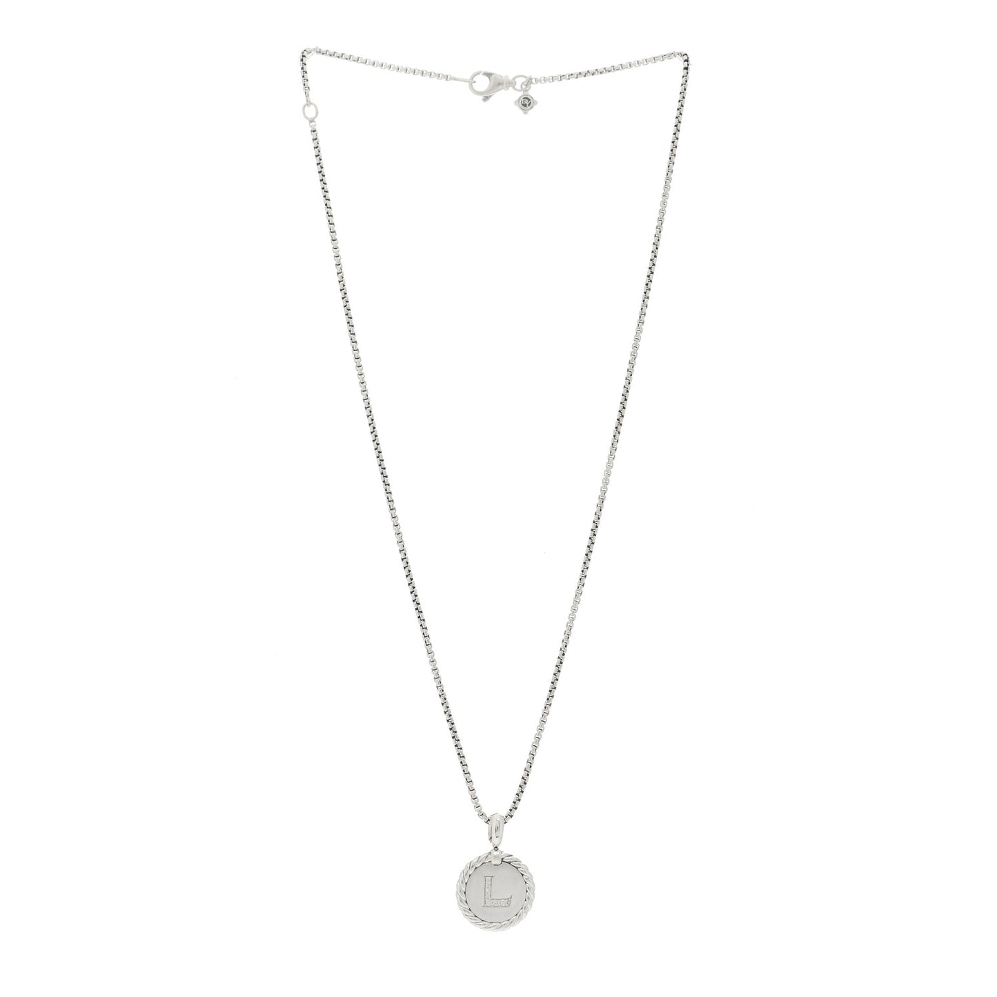 Sterling Silver Diamond Initial L Charm Necklace