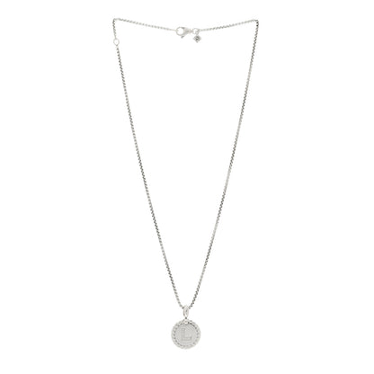 David Yurman Sterling Silver Diamond Initial L Charm Necklace 2 of 4