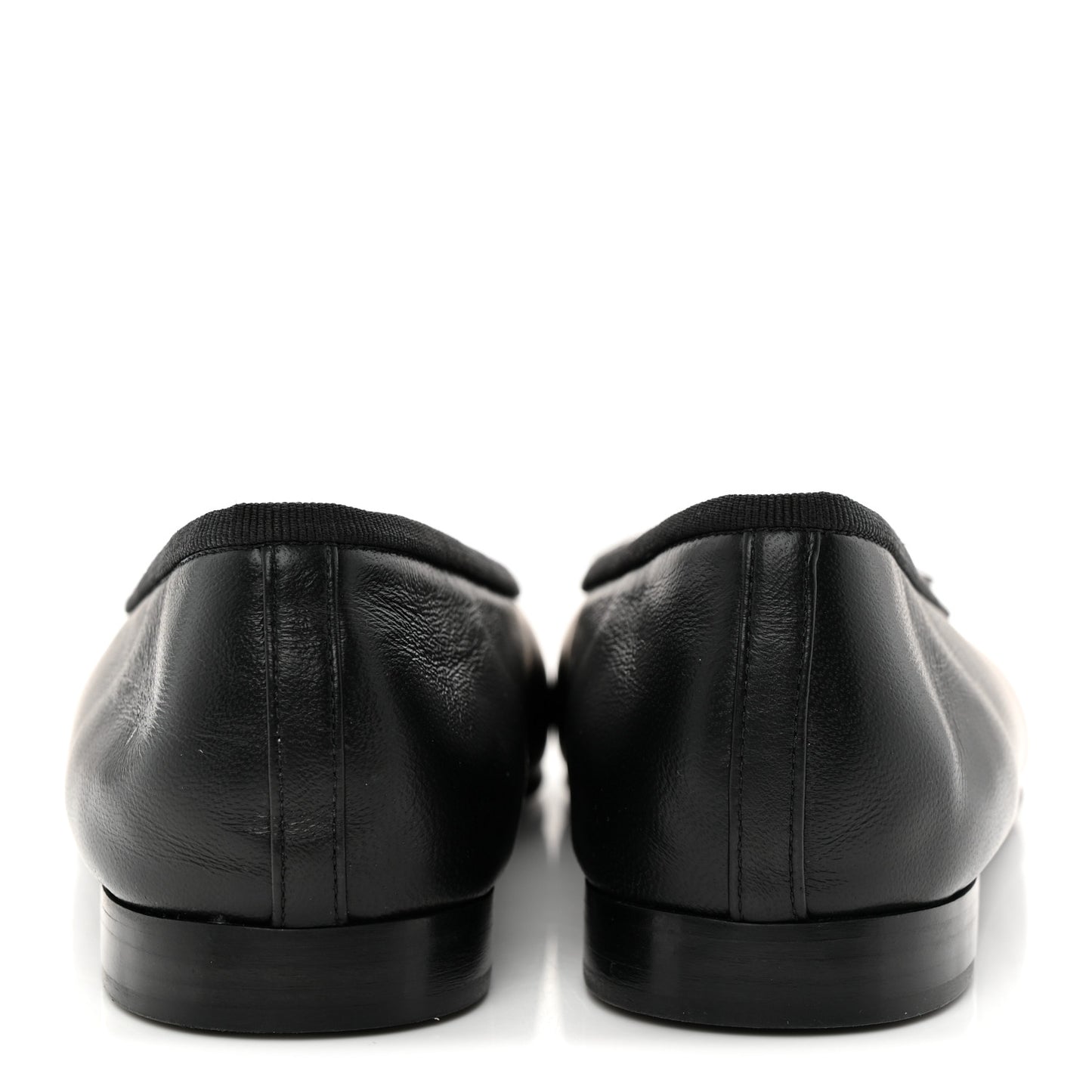 Lambskin Patent Cap Toe Ballerina Flats 37.5 Black