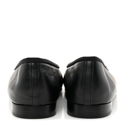 Chanel Lambskin Patent Cap Toe Ballerina Flats 37.5 Black 5 of 14