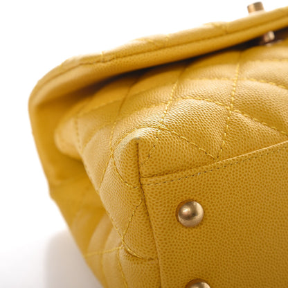 Chanel Caviar Quilted Mini Coco Handle Flap Yellow 9 of 10