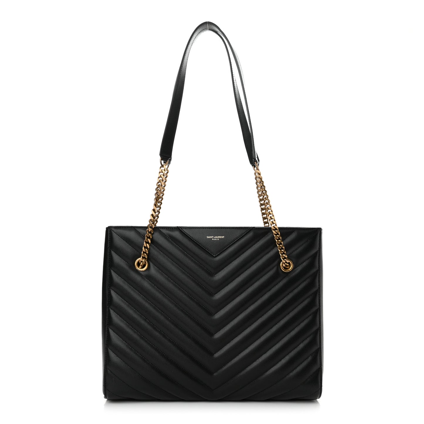 Grain de Poudre Matelasse Chevron Medium Tribeca Shopping Bag Black