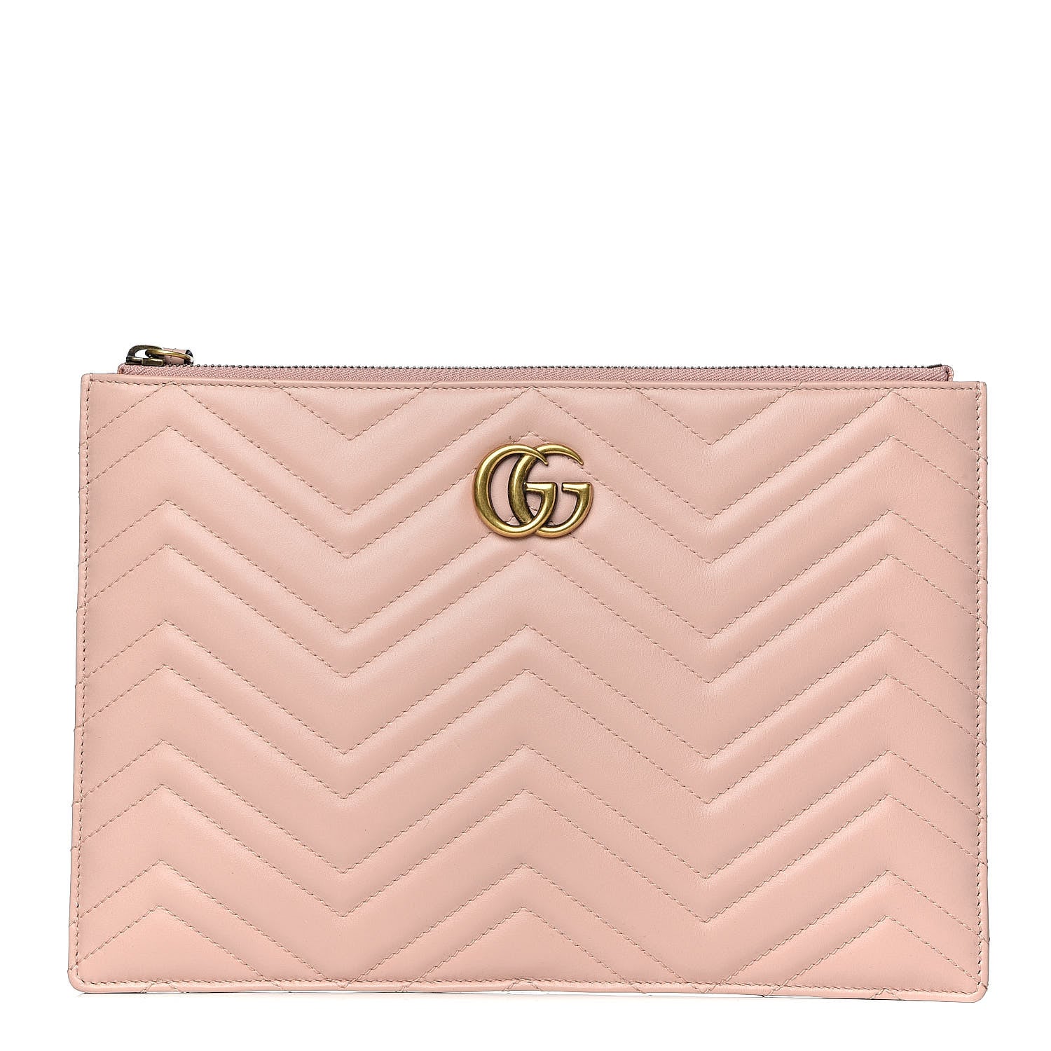 Gucci Calfskin Matelasse Large GG Marmont Zip Pouch Perfect Pink 1 of 7