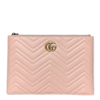 Gucci Calfskin Matelasse Large GG Marmont Zip Pouch Perfect Pink 1 of 7