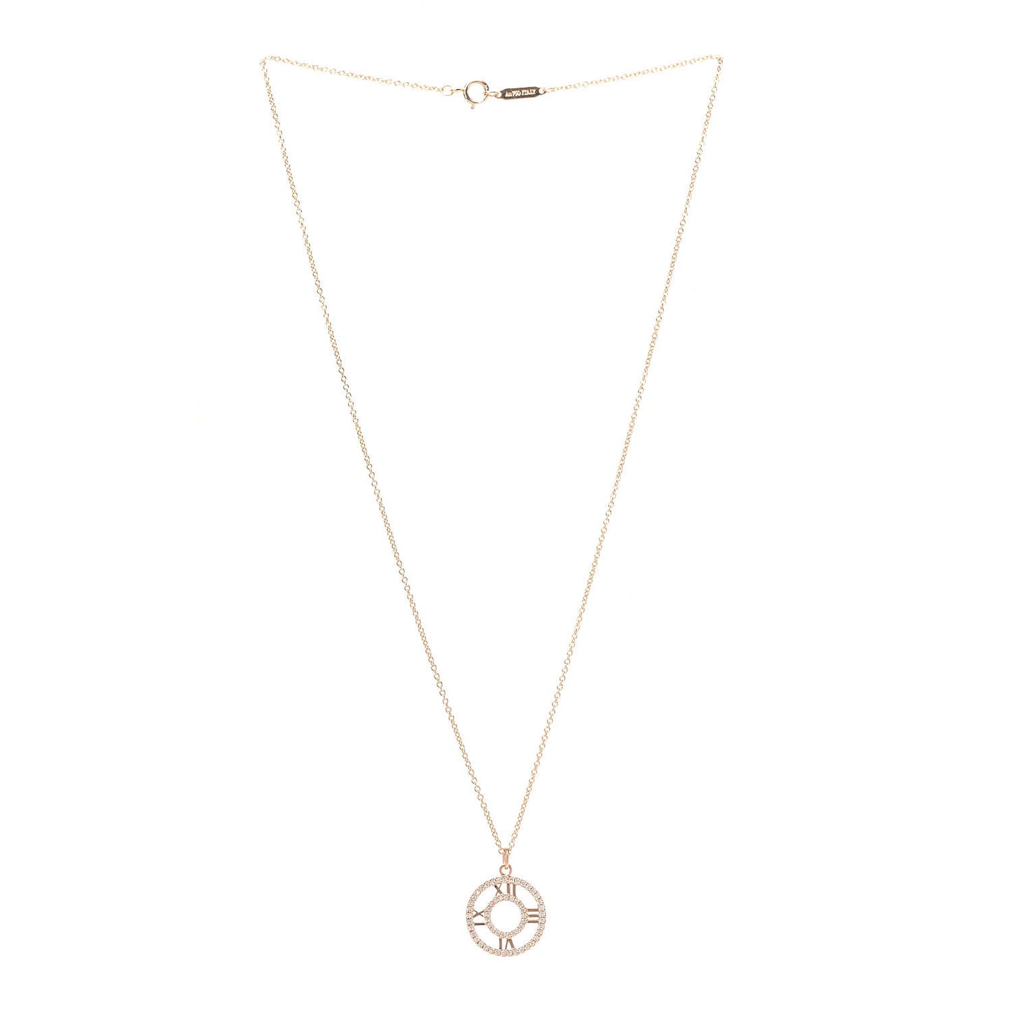 18K Rose Gold Diamond Small Atlas Open Pave Pendant Necklace