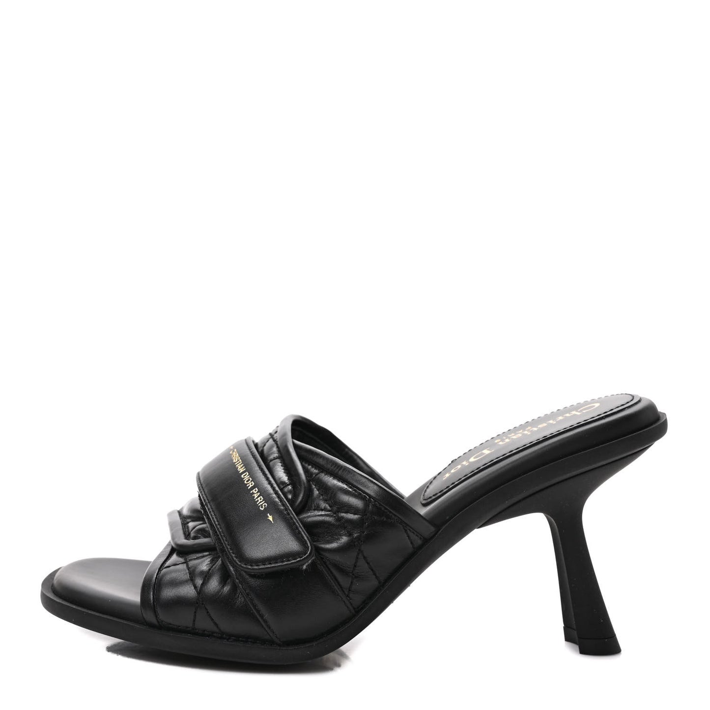 Calfskin Cannage Quilted Dio(r)evolution 80mm Slide Sandals 37 Black