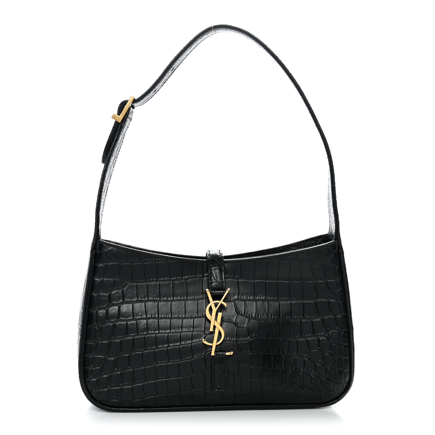 Calfskin Crocodile Embossed LE 5 A 7 Hobo Black