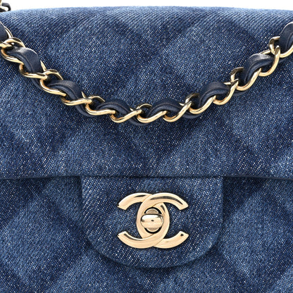 Chanel Printed Denim Quilted Mini Rectangular Flap Dark Blue 8 of 11