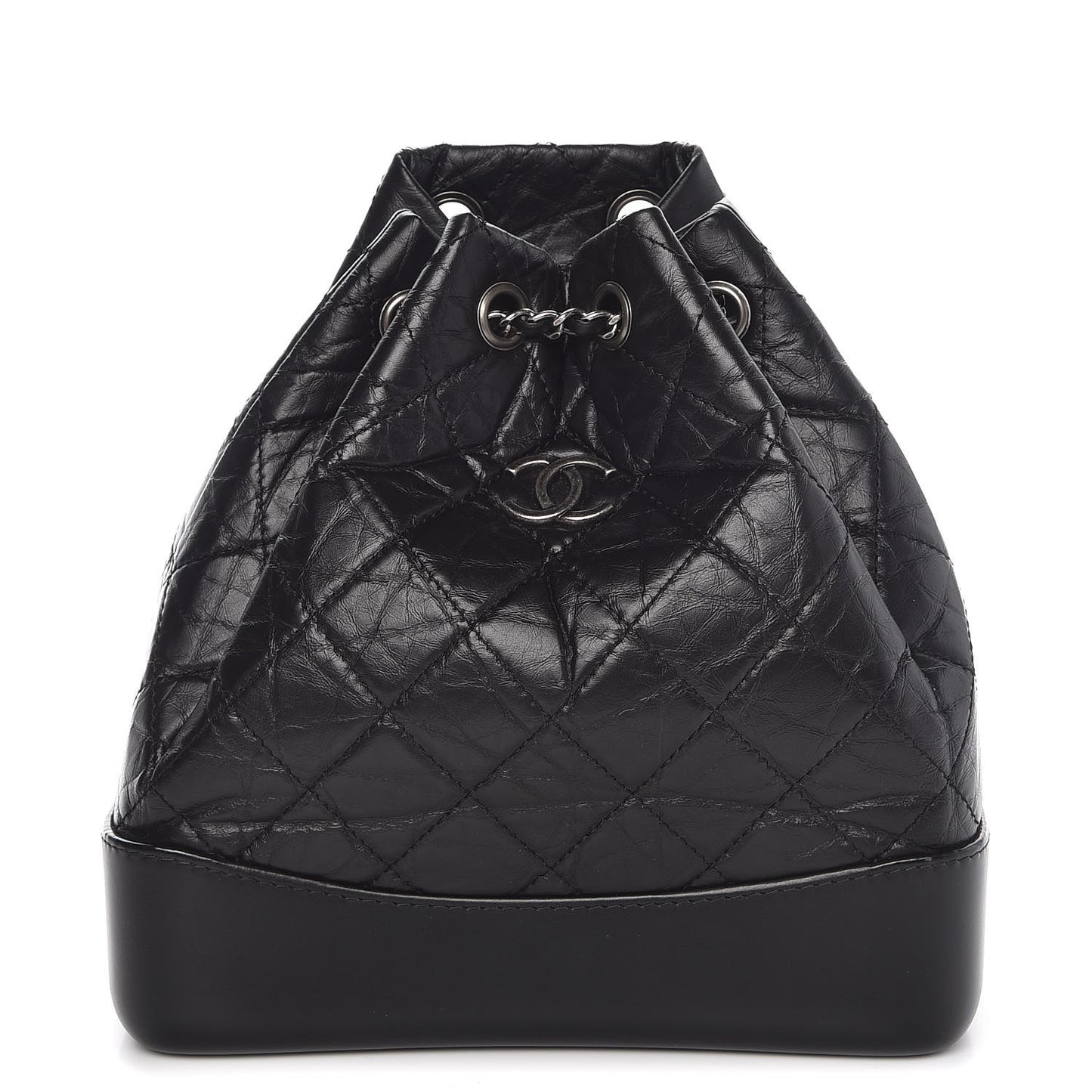 Aged Calfskin Quilted Small Gabrielle Backpack Black