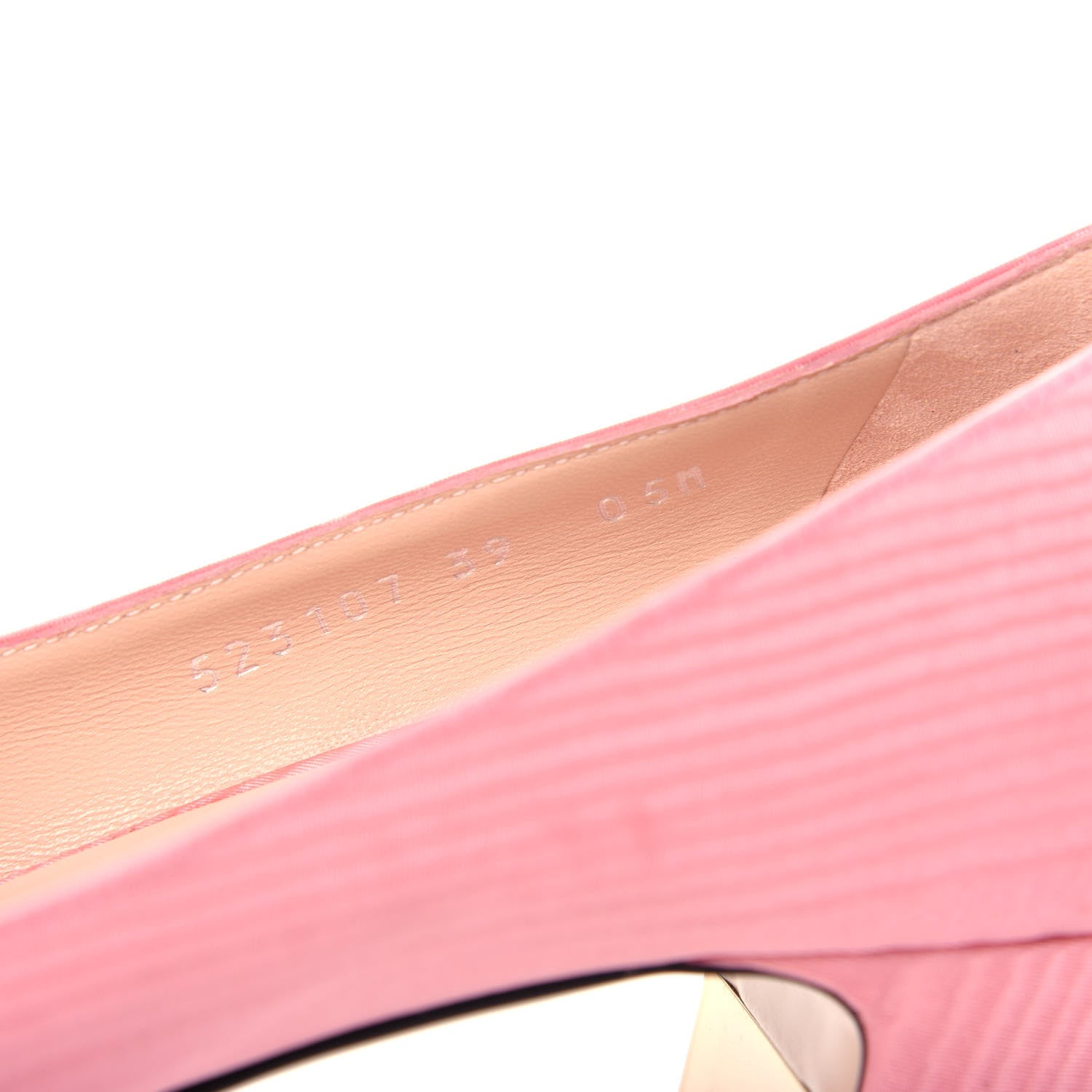 Gucci Moire Fabric Crystal Square G Madelyn Mid-Heel Pumps 39 Light Peony 10 of 12