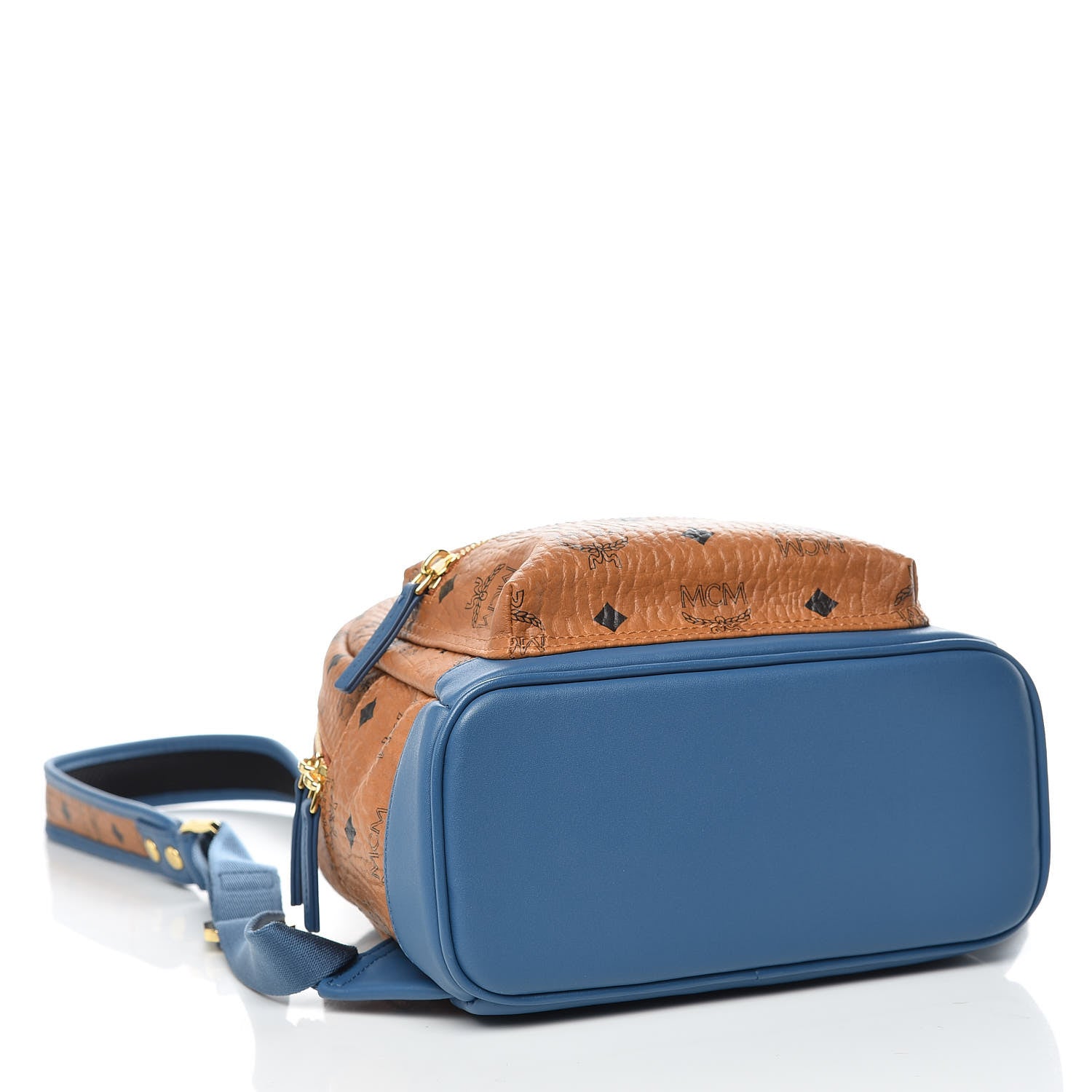 MCM Visetos Mini Stark Backpack Cognac Slate Blue 4 of 10