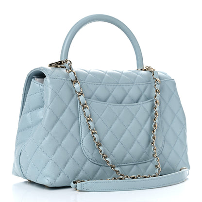 Chanel Caviar Quilted Small Coco Handle Flap Light Blue 3 of 14