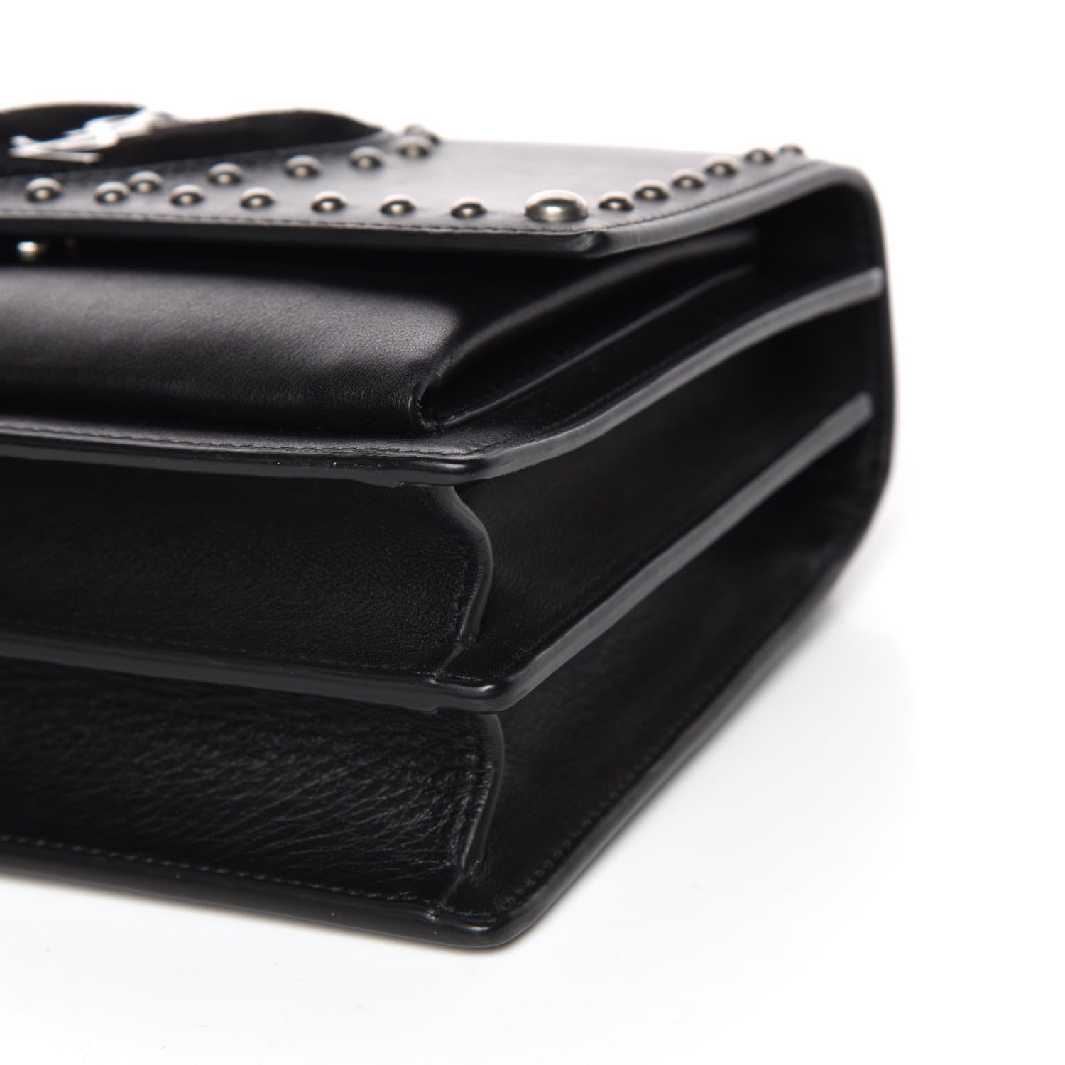 Saint Laurent Grained Calfskin Studded Medium Monogram Heart Sunset Black 6 of 11