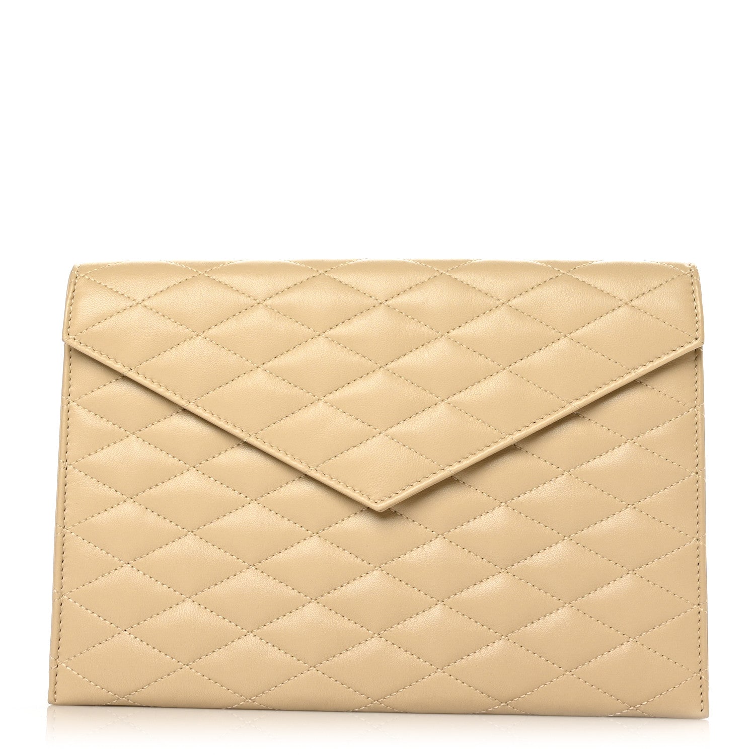 Saint Laurent Lambskin Quilted Sade Envelope Clutch Blanc Vintage 1 of 7