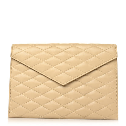 Saint Laurent Lambskin Quilted Sade Envelope Clutch Blanc Vintage 1 of 7