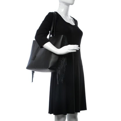 Saint Laurent Calfskin Large Fringe Shopping Tote Black 2 of 7