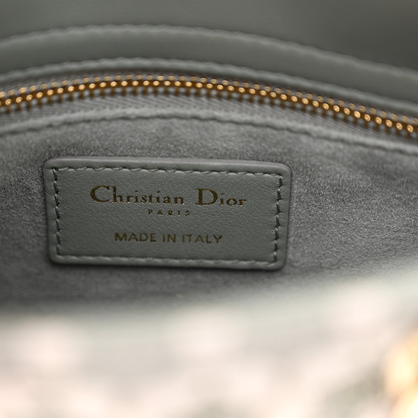 Suede Calfskin Stone And Beads Mini Lady Dior Grey