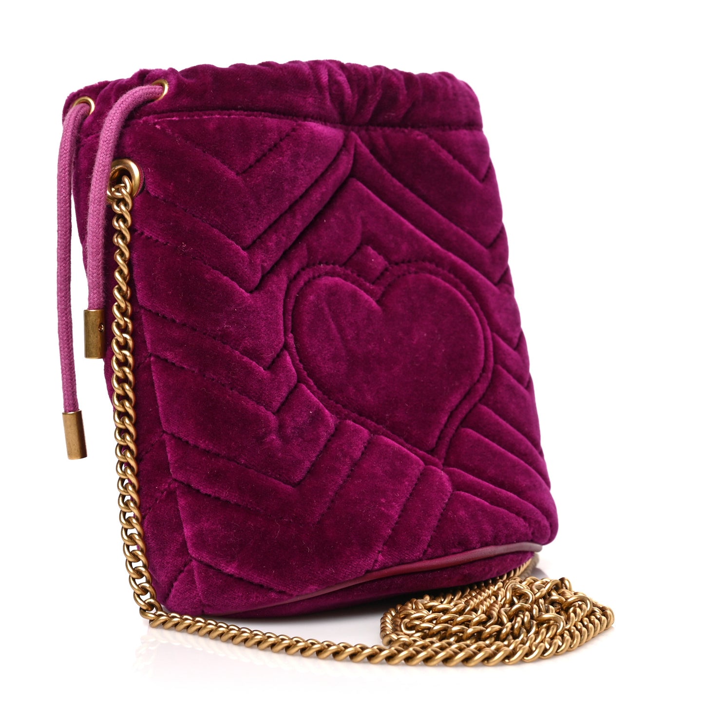 Velvet Matelasse GG Marmont Bucket Bag Light Raspberry Rose