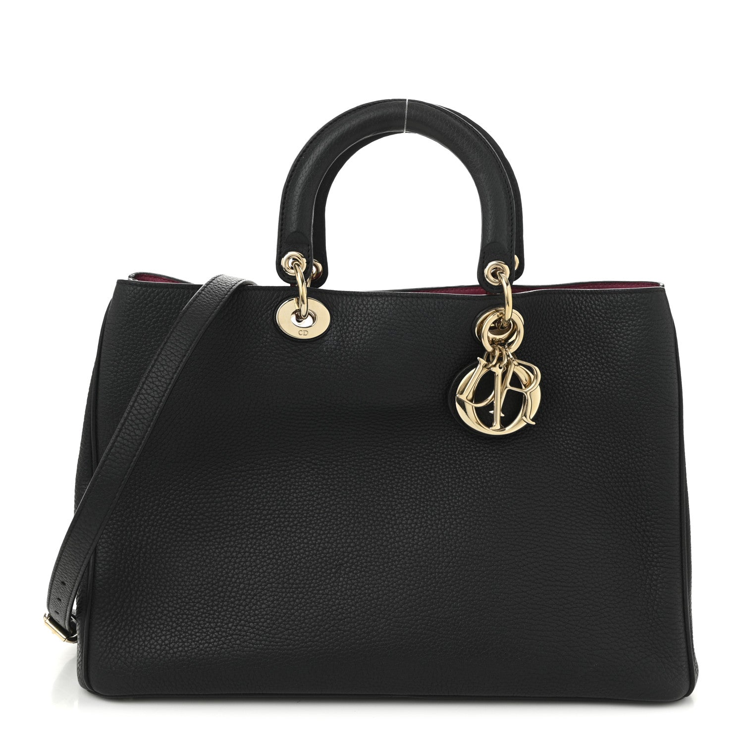 Christian Dior Bullcalf Large Diorissimo Tote Black Rose Indien 1 of 11
