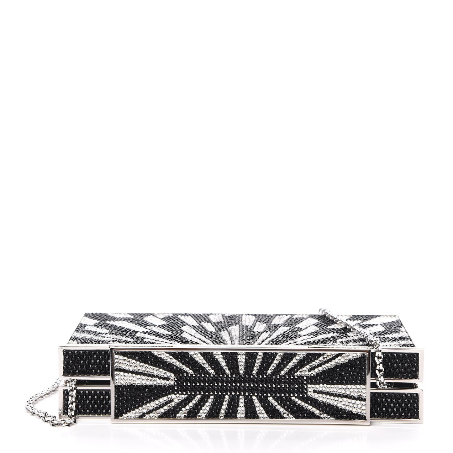 Crystal Minaudiere Clutch Black Silver
