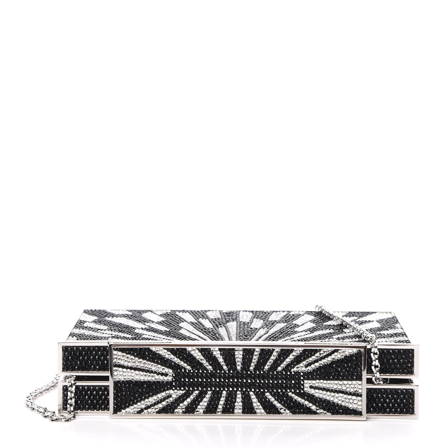 Judith Leiber Crystal Minaudiere Clutch Black Silver 9 of 10