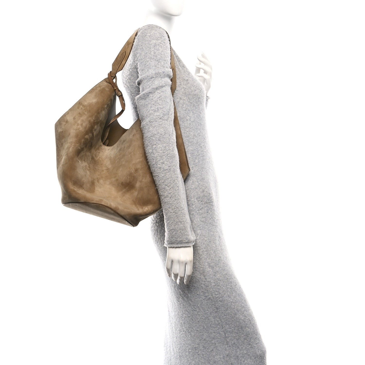 Khaite Suede Calfskin Medium Lotus Tote Mud 2 of 10