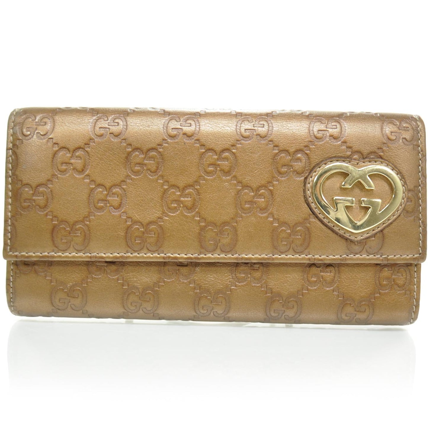 Guccissima Continental Heart Wallet Bronze