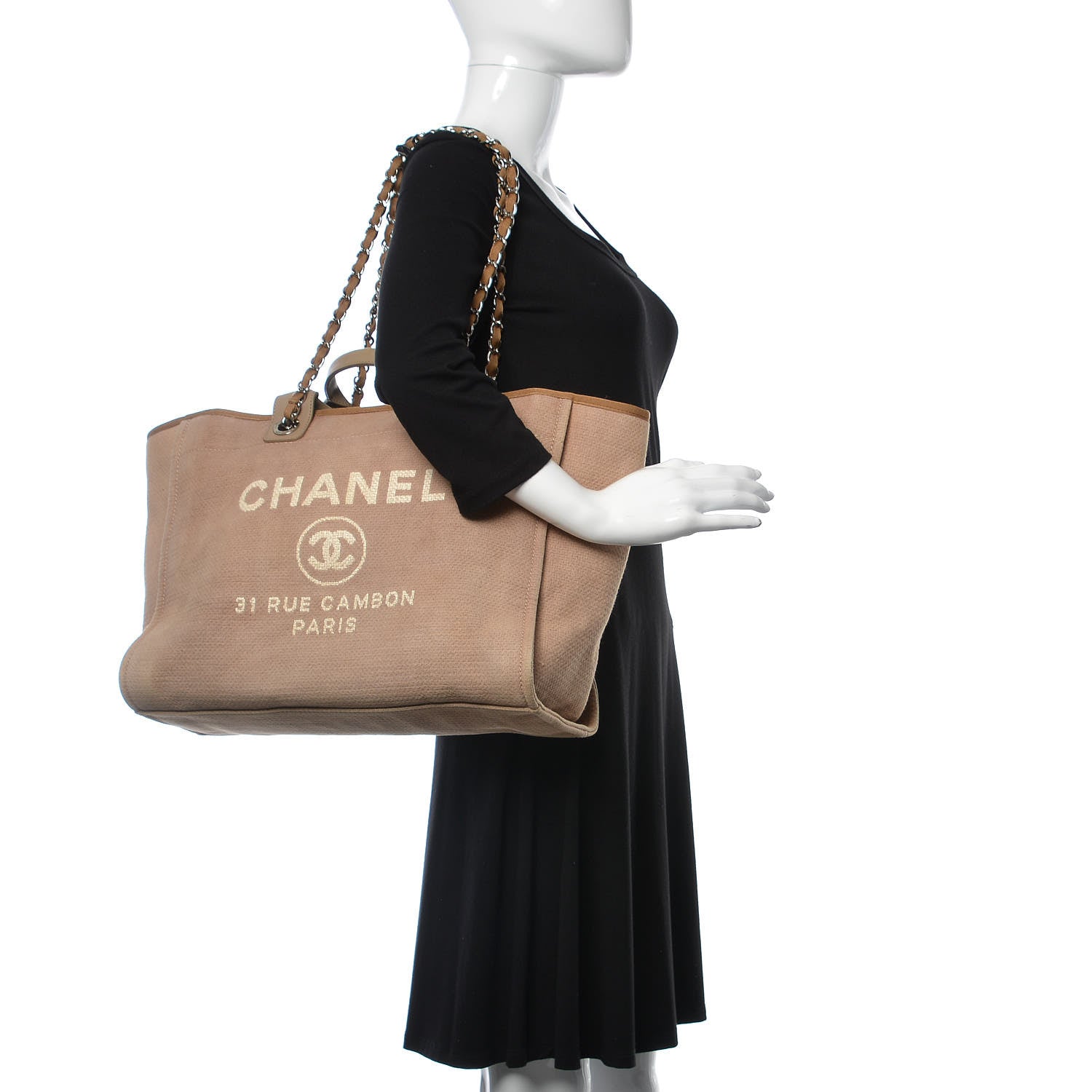 Chanel Canvas Large Deauville Tote Beige 2 of 15