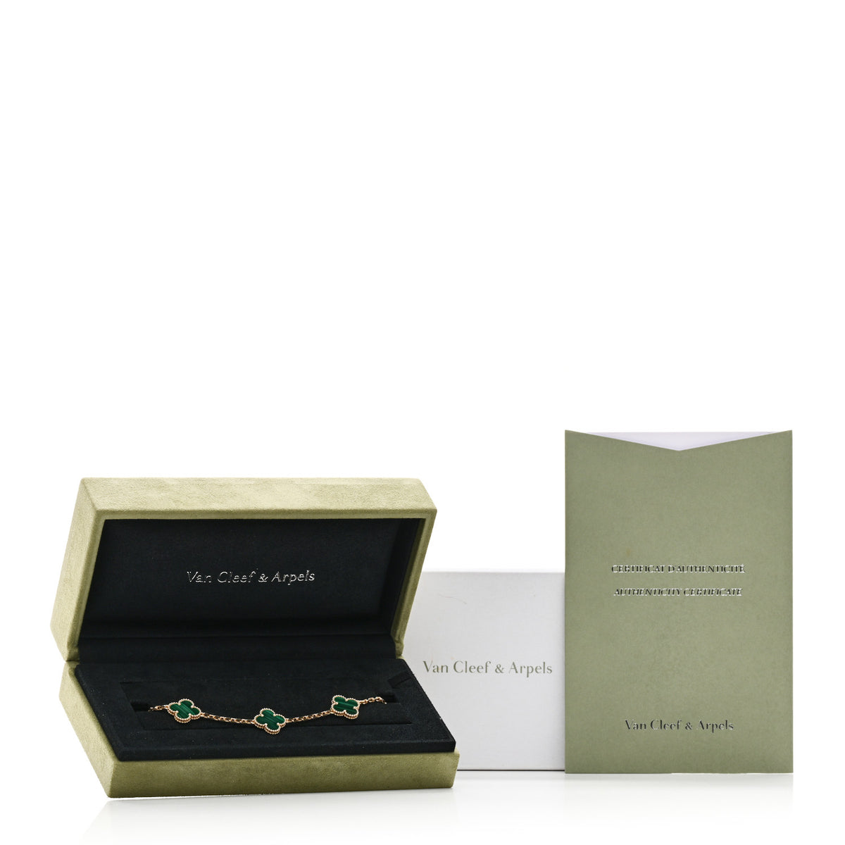Van Cleef & Arpels 18K Yellow Gold Malachite 5 Motifs Vintage Alhambra Bracelet 5 of 5