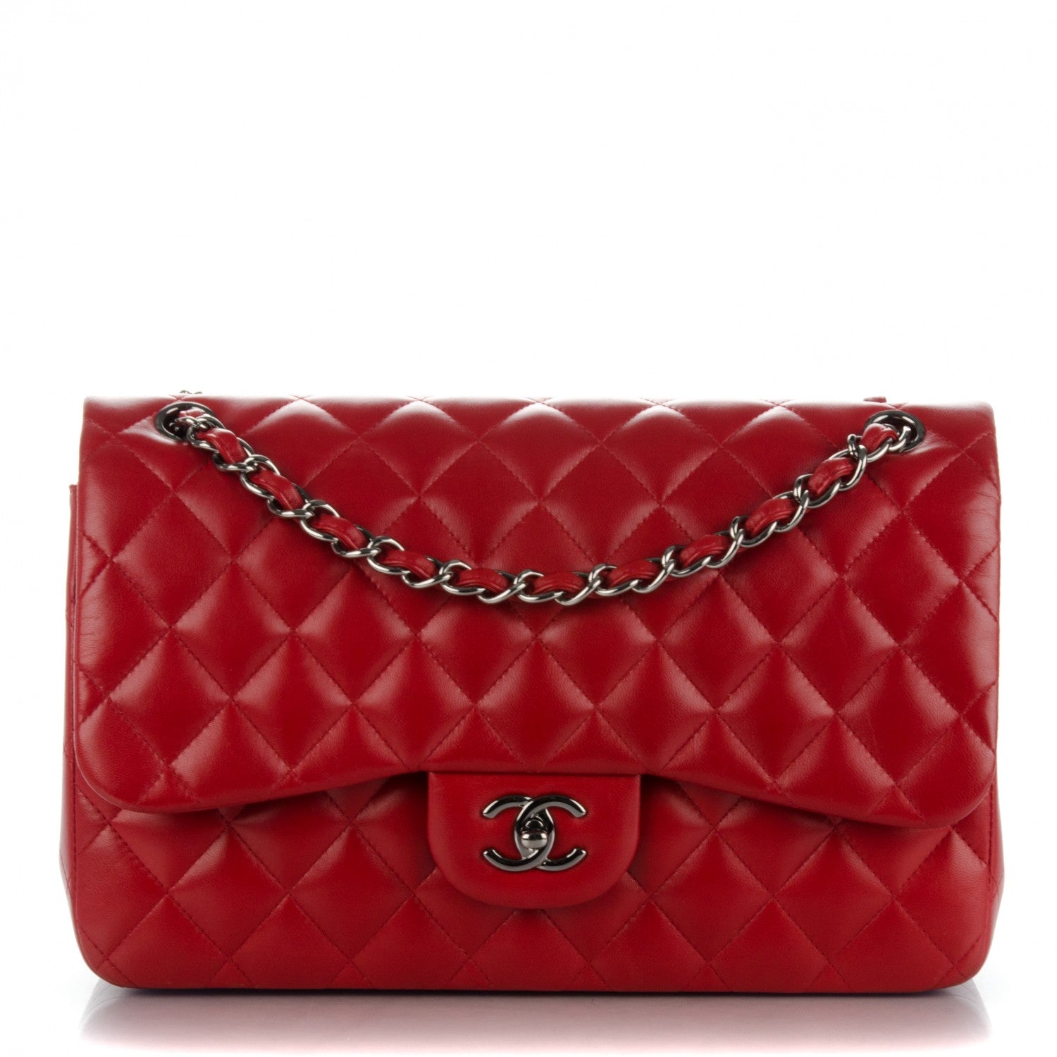 Chanel Lambskin Quilted Jumbo Double Flap Red 1 of 8