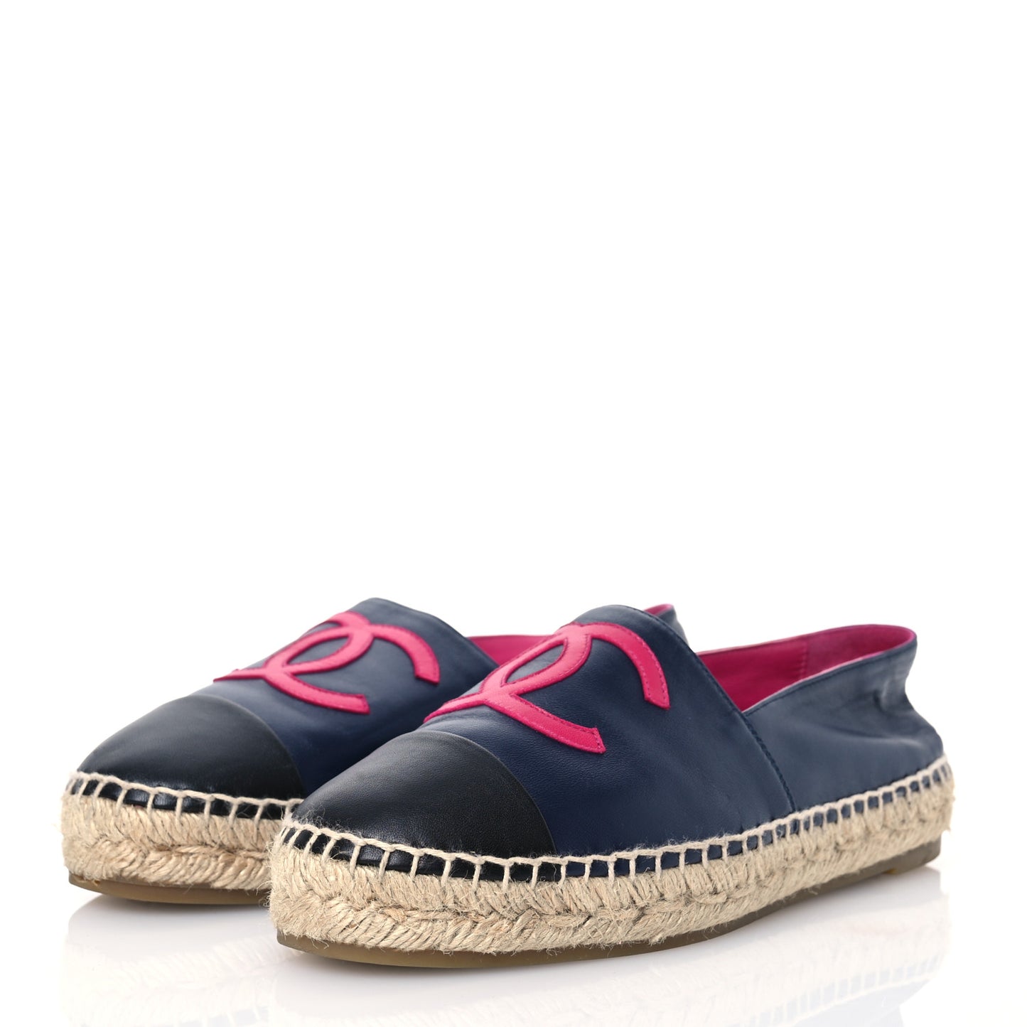 Lambskin CC Espadrilles 38 Navy Fuchsia Black